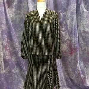 Polka Open Swing Style Puffed Cuff Skirt Suit